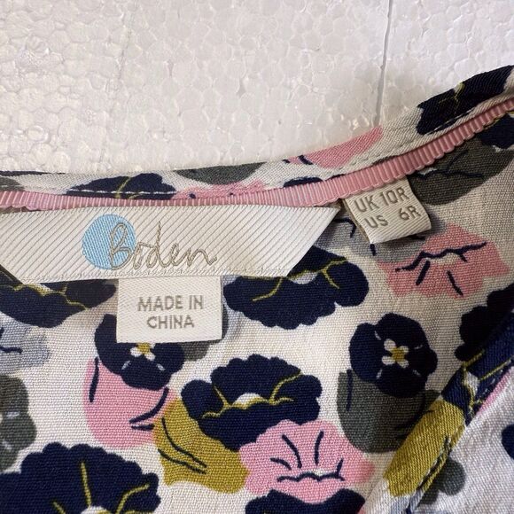EUC‎ Boden Hopscotch Ivory Poppy Meadow Dress Size US 6R  Pink Navy - Picture 2 of 14